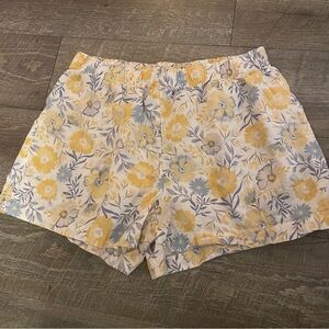 Tahari Yellow and Blue Floral High Waist Shorts